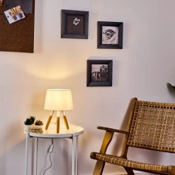 Hofstein Leirado Tischleuchte Wei&szlig;, Holz dunkel, 1-flammig -Günstiges Tischlampen Geschäft leirado tischleuchte h3398456 6