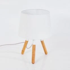 Hofstein Leirado Tischleuchte Wei&szlig;, Holz dunkel, 1-flammig -Günstiges Tischlampen Geschäft leirado tischleuchte h3398456 7