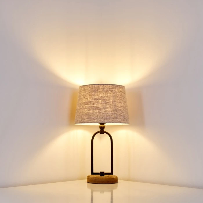 Hofstein Logumkolster Tischleuchte Schwarz, Braun, 1-flammig 8 Hofstein Logumkolster Tischleuchte Schwarz, Braun, 1-flammig – Bild 6