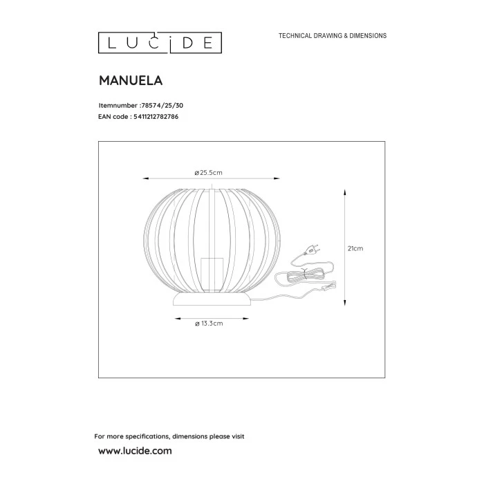 Lucide MANUELA Tischleuchte Schwarz, 1-flammig 6 Lucide MANUELA Tischleuchte Schwarz, 1-flammig – Bild 4