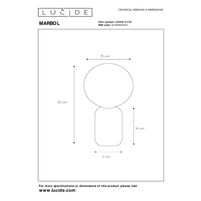 Lucide MARBOL Tischleuchte Schwarz, Marmorfarbig, 1-flammig 7 Lucide MARBOL Tischleuchte Schwarz, Marmorfarbig, 1-flammig – Bild 5