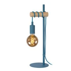 Lucide Pola Tischleuchte Blau, Holz hell, 1-flammig -Günstiges Tischlampen Geschäft lucide pola tischleuchte 08527 01 35 3