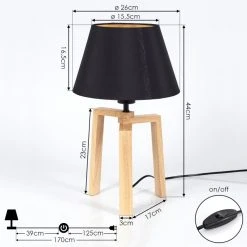 Hofstein Magna Tischleuchte Schwarz, Naturfarben, 1-flammig -Günstiges Tischlampen Geschäft magna tischleuchte h3454978 3