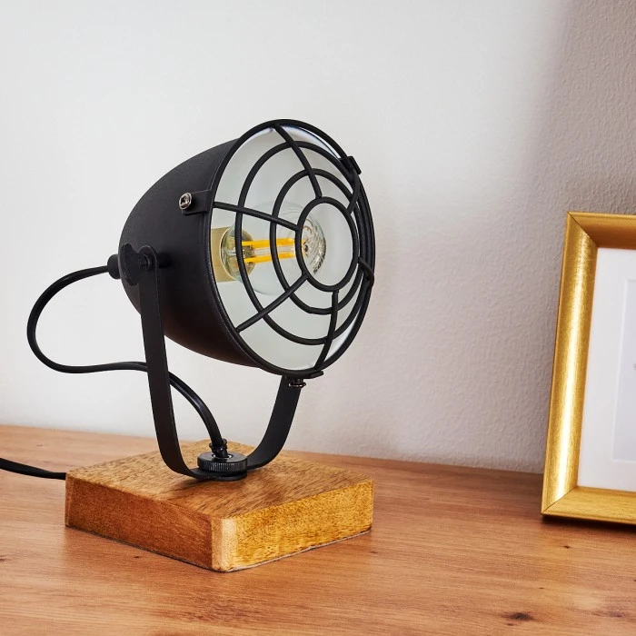 Hofstein Malix Tischleuchte Schwarz, Holz hell, 1-flammig 13 Hofstein Malix Tischleuchte Schwarz, Holz hell, 1-flammig – Bild 11