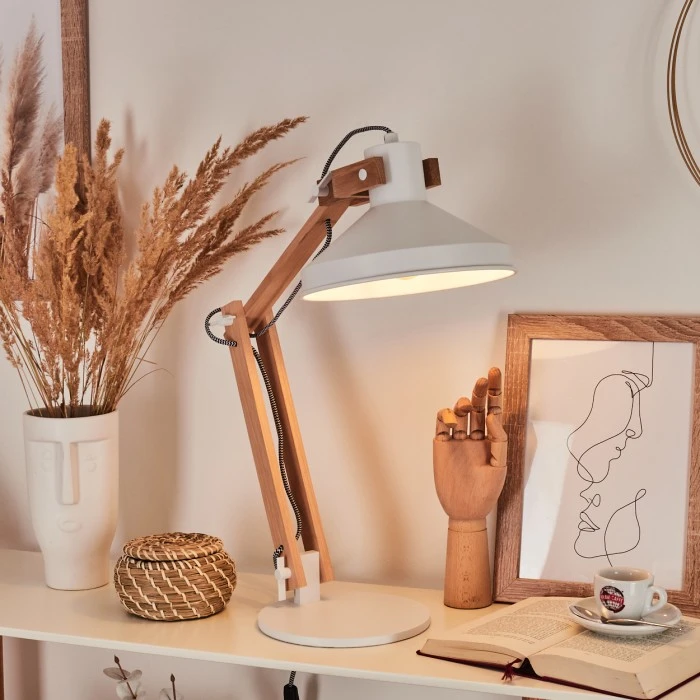 Hofstein Manothe Tischleuchte Weiß, Naturfarben, 1-flammig 3 Hofstein Manothe Tischleuchte Weiß, Naturfarben, 1-flammig