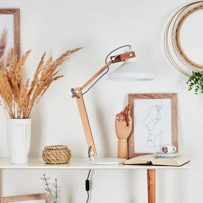 Hofstein Manothe Tischleuchte Weiß, Naturfarben, 1-flammig 14 Hofstein Manothe Tischleuchte Weiß, Naturfarben, 1-flammig – Bild 12