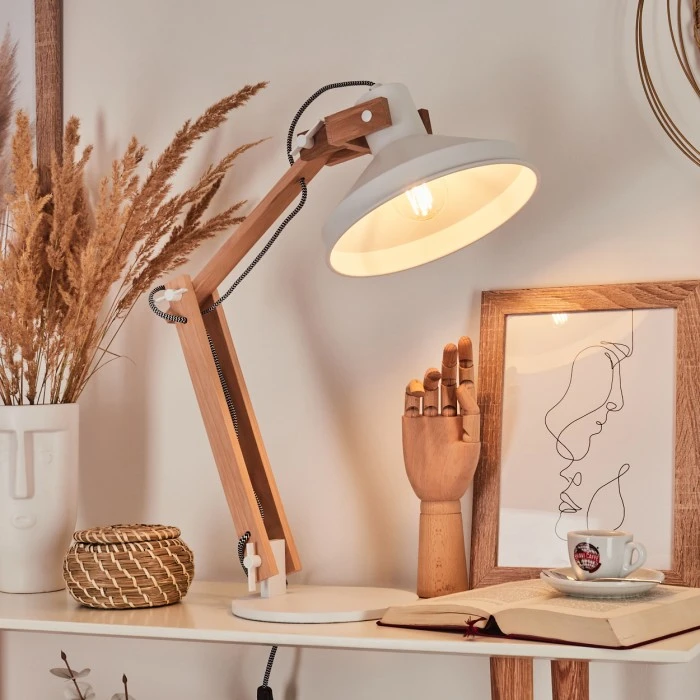 Hofstein Manothe Tischleuchte Weiß, Naturfarben, 1-flammig 9 Hofstein Manothe Tischleuchte Weiß, Naturfarben, 1-flammig – Bild 7