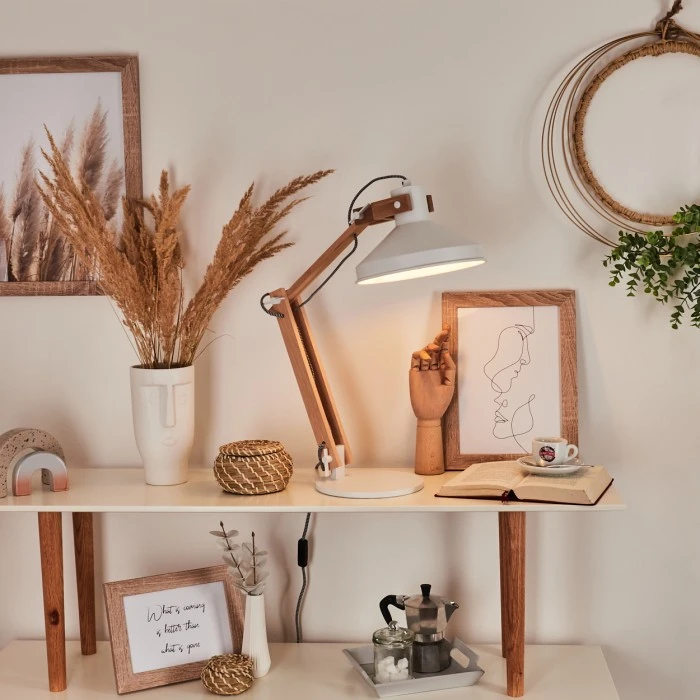 Hofstein Manothe Tischleuchte Weiß, Naturfarben, 1-flammig 11 Hofstein Manothe Tischleuchte Weiß, Naturfarben, 1-flammig – Bild 9