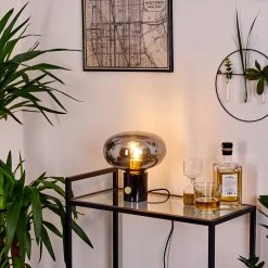 Hofstein Maoro Tischleuchte Messing, Schwarz, Grau, 1-flammig