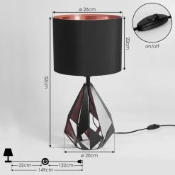Hofstein Marang Tischleuchte Schwarz, Kupferfarben, 1-flammig -Günstiges Tischlampen Geschäft marang tischleuchte h3453759 3