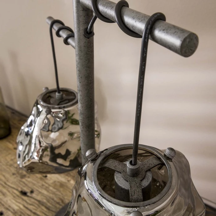 Hofstein Marore Tischleuchte Altsilber, 2-flammig 5 Hofstein Marore Tischleuchte Altsilber, 2-flammig – Bild 3