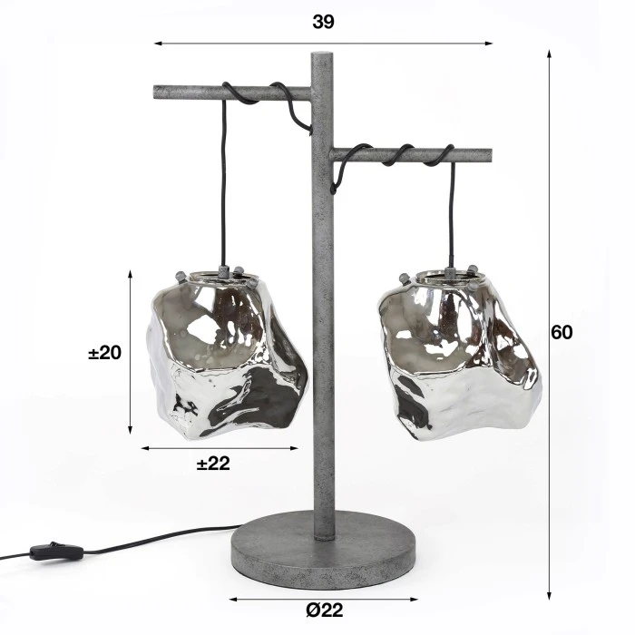 Hofstein Marore Tischleuchte Altsilber, 2-flammig 6 Hofstein Marore Tischleuchte Altsilber, 2-flammig – Bild 4