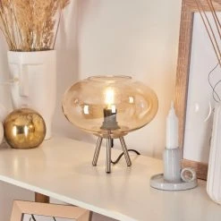 Hofstein Masson Tischleuchte Nickel-Matt, 1-flammig