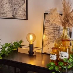 Hofstein Mathelier Tischleuchte Schwarz, Naturfarben, 1-flammig -Günstiges Tischlampen Geschäft mathelier tischleuchte h3453926 6