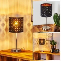 Hofstein Meldal Tischleuchte Nickel-Matt, Schwarz, 1-flammig