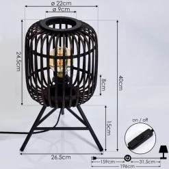 Hofstein Mongolei Tischleuchte Schwarz, 1-flammig -Günstiges Tischlampen Geschäft mongolei tischleuchte h3386996 3