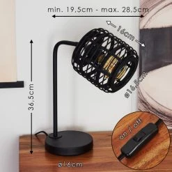 Hofstein Mongolei Tischleuchte Schwarz, 1-flammig