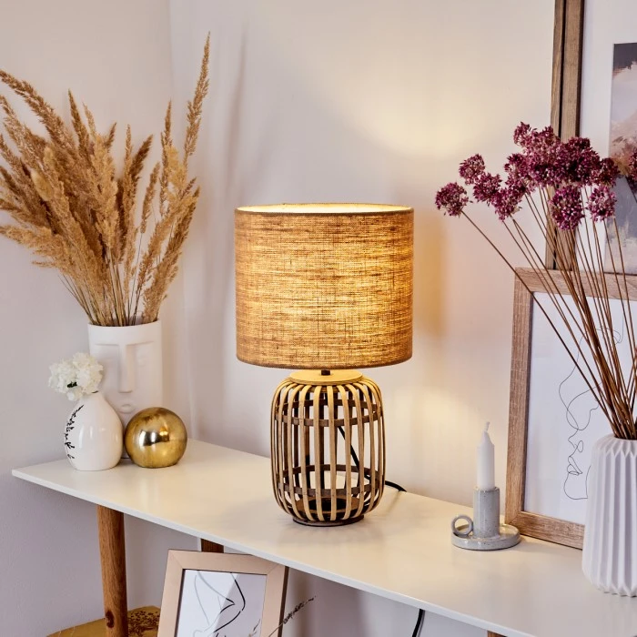 Hofstein Mongolei Tischleuchte Naturfarben, 1-flammig 3 Hofstein Mongolei Tischleuchte Naturfarben, 1-flammig