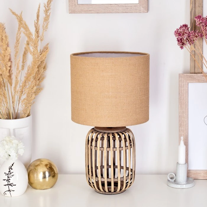 Hofstein Mongolei Tischleuchte Naturfarben, 1-flammig 4 Hofstein Mongolei Tischleuchte Naturfarben, 1-flammig – Bild 2