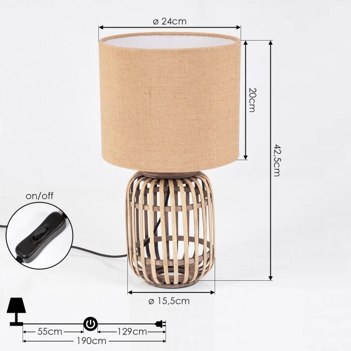 Hofstein Mongolei Tischleuchte Naturfarben, 1-flammig 6 Hofstein Mongolei Tischleuchte Naturfarben, 1-flammig – Bild 4