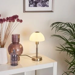 Hofstein Montecristo Tischleuchte Nickel-Matt, 1-flammig