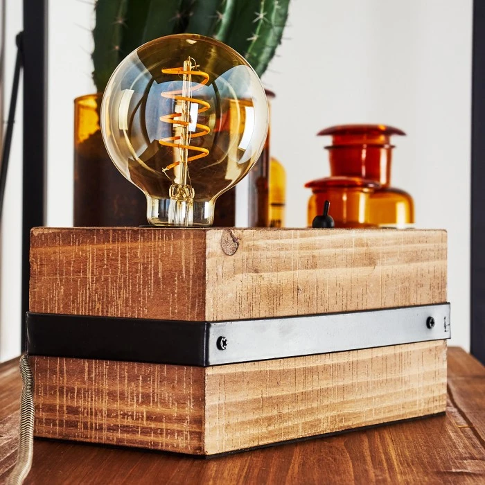 Hofstein Montgomery Tischleuchte Schwarz, Holz dunkel, 1-flammig 12 Hofstein Montgomery Tischleuchte Schwarz, Holz dunkel, 1-flammig – Bild 10