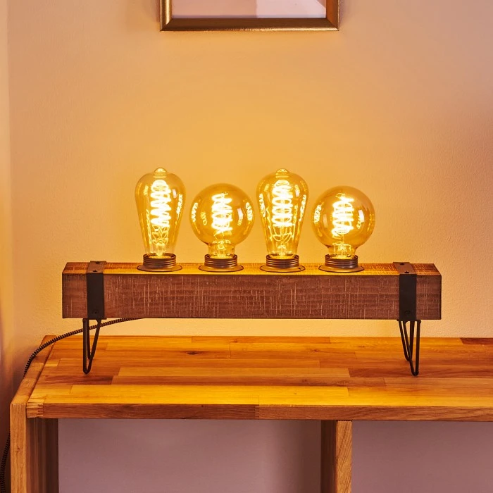 Hofstein Montgomery Tischleuchte Schwarz, Holz hell, 4-flammig 12 Hofstein Montgomery Tischleuchte Schwarz, Holz hell, 4-flammig – Bild 10