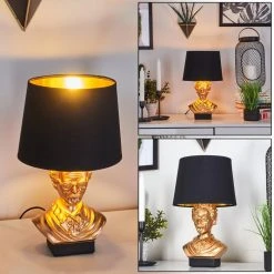 Hofstein Mortteli Tischleuchte Schwarz, Gold, 1-flammig