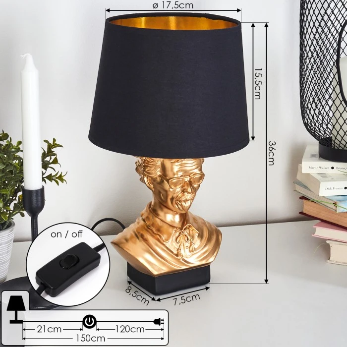 Hofstein Mortteli Tischleuchte Schwarz, Gold, 1-flammig 6 Hofstein Mortteli Tischleuchte Schwarz, Gold, 1-flammig – Bild 4