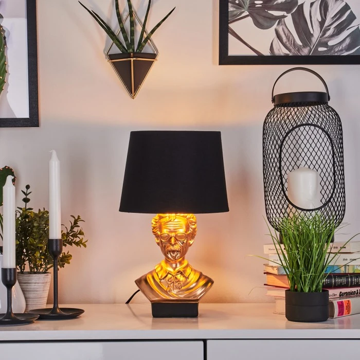 Hofstein Mortteli Tischleuchte Schwarz, Gold, 1-flammig 9 Hofstein Mortteli Tischleuchte Schwarz, Gold, 1-flammig – Bild 7