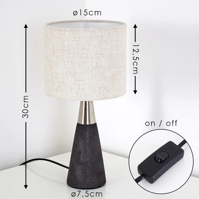 Hofstein Nanjing Tischleuchte Nickel-Matt, Schwarz, 1-flammig 4 Hofstein Nanjing Tischleuchte Nickel-Matt, Schwarz, 1-flammig – Bild 2