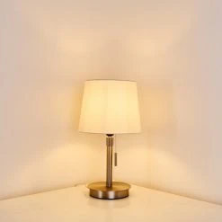 Hofstein Neuville Tischleuchte Nickel-Matt, 1-flammig -Günstiges Tischlampen Geschäft neuville tischleuchte h3285220 do1 12