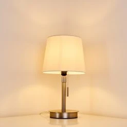 Hofstein Neuville Tischleuchte Nickel-Matt, 1-flammig -Günstiges Tischlampen Geschäft neuville tischleuchte h3285220 do1 18