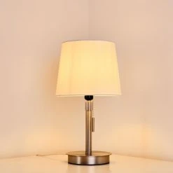 Hofstein Neuville Tischleuchte Nickel-Matt, 1-flammig -Günstiges Tischlampen Geschäft neuville tischleuchte h3285220 do1 20