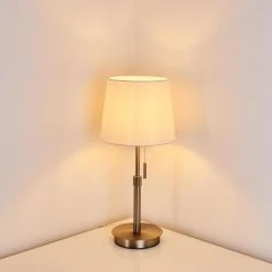 Hofstein Neuville Tischleuchte Nickel-Matt, 1-flammig -Günstiges Tischlampen Geschäft neuville tischleuchte h3285220 do1 8