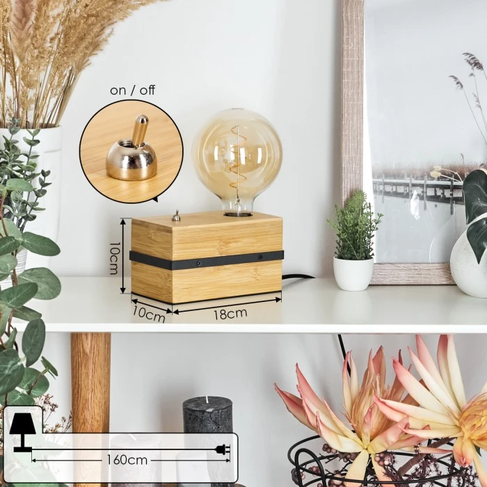 Hofstein Noulens Tischleuchte Schwarz, Naturfarben, 1-flammig 6 Hofstein Noulens Tischleuchte Schwarz, Naturfarben, 1-flammig – Bild 4