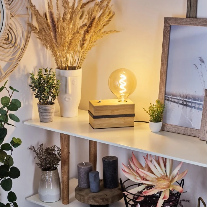 Hofstein Noulens Tischleuchte Schwarz, Naturfarben, 1-flammig 9 Hofstein Noulens Tischleuchte Schwarz, Naturfarben, 1-flammig – Bild 7