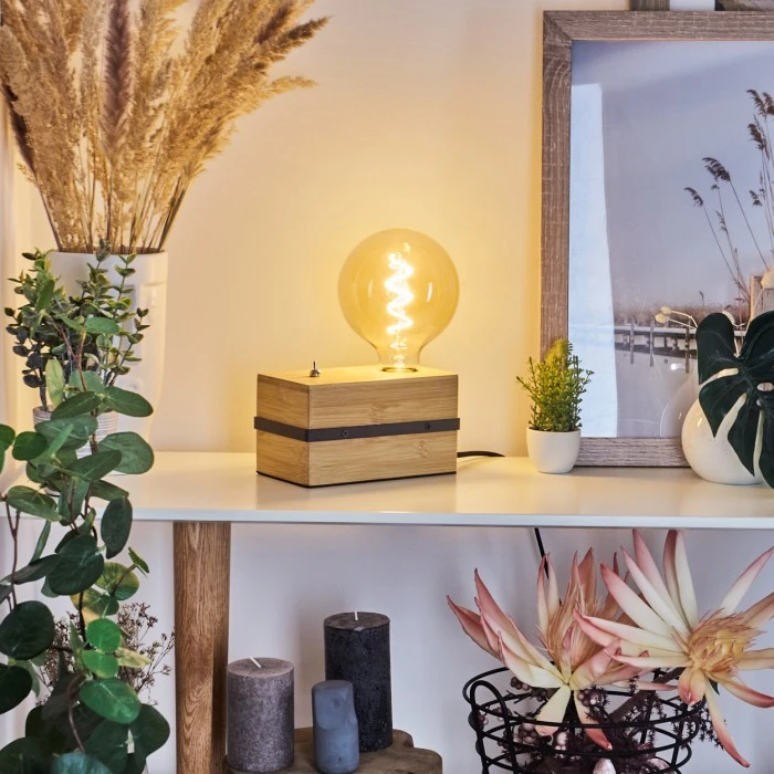 Hofstein Noulens Tischleuchte Schwarz, Naturfarben, 1-flammig 11 Hofstein Noulens Tischleuchte Schwarz, Naturfarben, 1-flammig – Bild 9