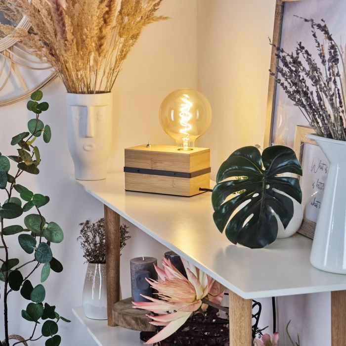 Hofstein Noulens Tischleuchte Schwarz, Naturfarben, 1-flammig 12 Hofstein Noulens Tischleuchte Schwarz, Naturfarben, 1-flammig – Bild 10