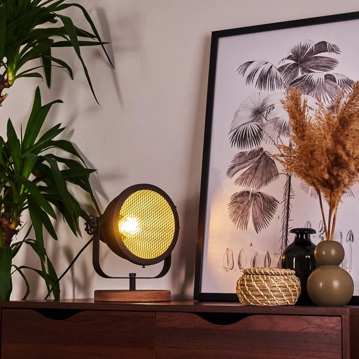 Hofstein Ogho Tischleuchte Schwarz, Holz dunkel, 1-flammig 11 Hofstein Ogho Tischleuchte Schwarz, Holz dunkel, 1-flammig – Bild 9