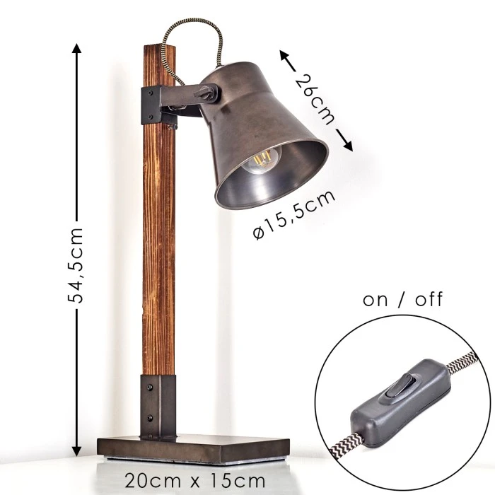 Hofstein Oksbol Tischleuchte Grau, Dunkelbraun, Stahl gebürstet, 1-flammig 4 Hofstein Oksbol Tischleuchte Grau, Dunkelbraun, Stahl gebürstet, 1-flammig – Bild 2