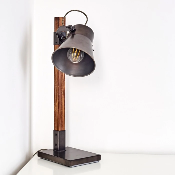 Hofstein Oksbol Tischleuchte Grau, Dunkelbraun, Stahl gebürstet, 1-flammig 7 Hofstein Oksbol Tischleuchte Grau, Dunkelbraun, Stahl gebürstet, 1-flammig – Bild 5