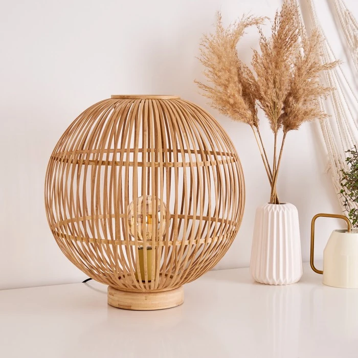 Hofstein Olkmont Tischleuchte Hellbraun, 1-flammig 7 Hofstein Olkmont Tischleuchte Hellbraun, 1-flammig – Bild 5