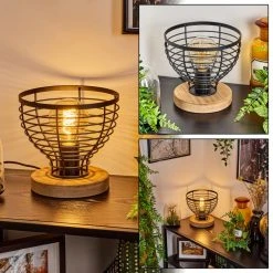 Hofstein Omba Tischleuchte Schwarz, Naturfarben, 1-flammig