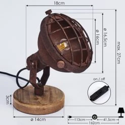 Hofstein Onsala Tischleuchte Rostfarben, Holz dunkel, 1-flammig -Günstiges Tischlampen Geschäft onsala tischleuchte h3387023 3