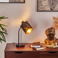 Hofstein Opatija Tischleuchte Schwarz, 1-flammig