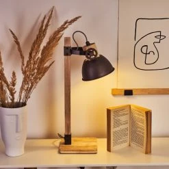 Hofstein Orny Tischleuchte Schwarz, Braun, Naturfarben, 1-flammig -Günstiges Tischlampen Geschäft orny tischleuchte h3451748 6