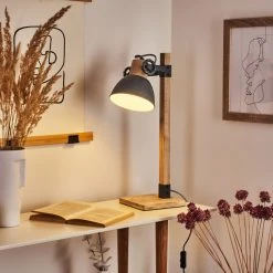 Hofstein Orny Tischleuchte Grau, Naturfarben, 1-flammig