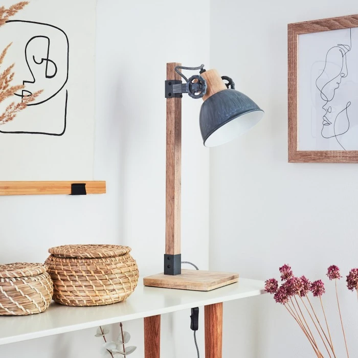 Hofstein Orny Tischleuchte Grau, Naturfarben, 1-flammig 4 Hofstein Orny Tischleuchte Grau, Naturfarben, 1-flammig – Bild 2