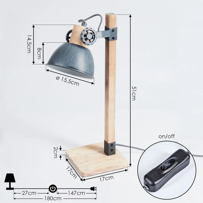 Hofstein Orny Tischleuchte Grau, Naturfarben, 1-flammig 6 Hofstein Orny Tischleuchte Grau, Naturfarben, 1-flammig – Bild 4